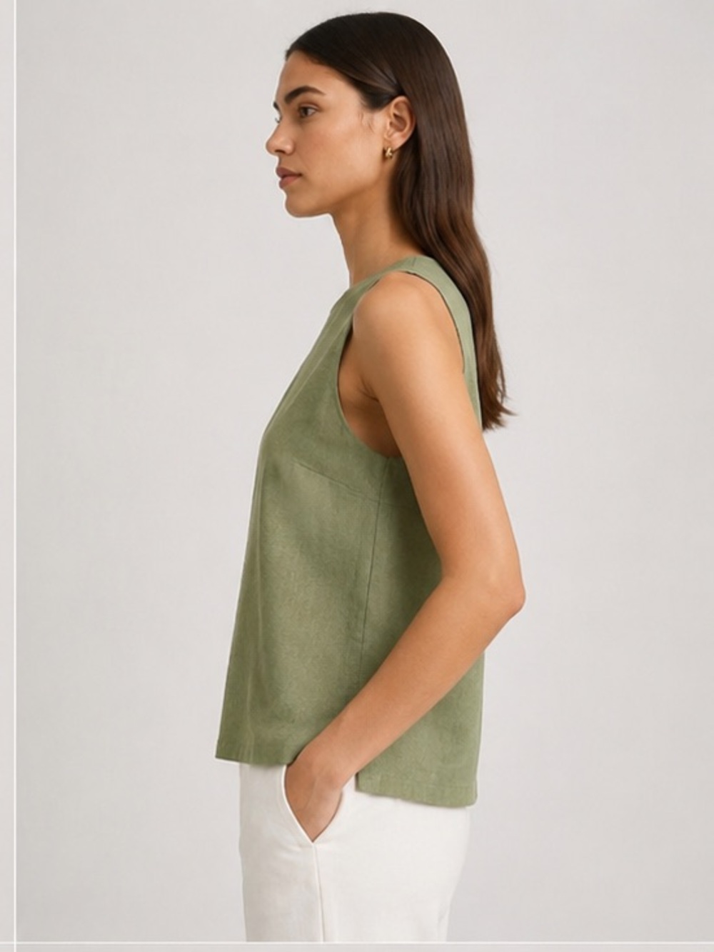 THEORY Racer Neck Shell Top in Fern - Picture 3 of 9